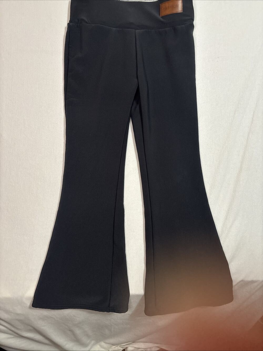 Fashion Women’s Fleece-Lined Flared Leggings Black Size XL